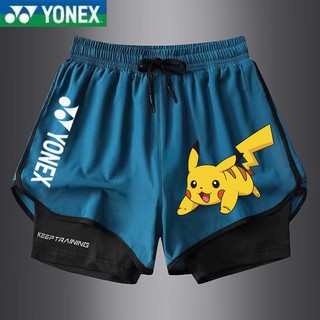 Quần short cầu lông nam nữ in hình hoạt hình YONEX "Pikachu" mới thời trang, quần short thể thao chống chói dành cho trẻ em và học sinh