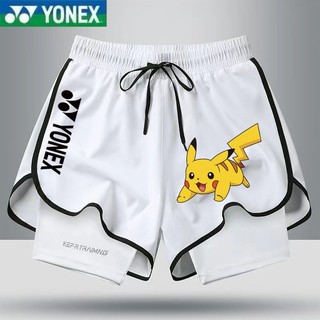 Quần short cầu lông nam nữ in hình hoạt hình YONEX "Pikachu" mới thời trang, quần short thể thao chống chói dành cho trẻ em và học sinh