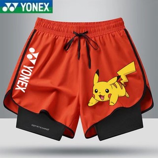 Quần short cầu lông nam nữ in hình hoạt hình YONEX "Pikachu" mới thời trang, quần short thể thao chống chói dành cho trẻ em và học sinh
