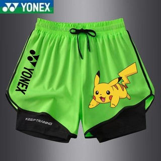 Quần short cầu lông nam nữ in hình hoạt hình YONEX "Pikachu" mới thời trang, quần short thể thao chống chói dành cho trẻ em và học sinh