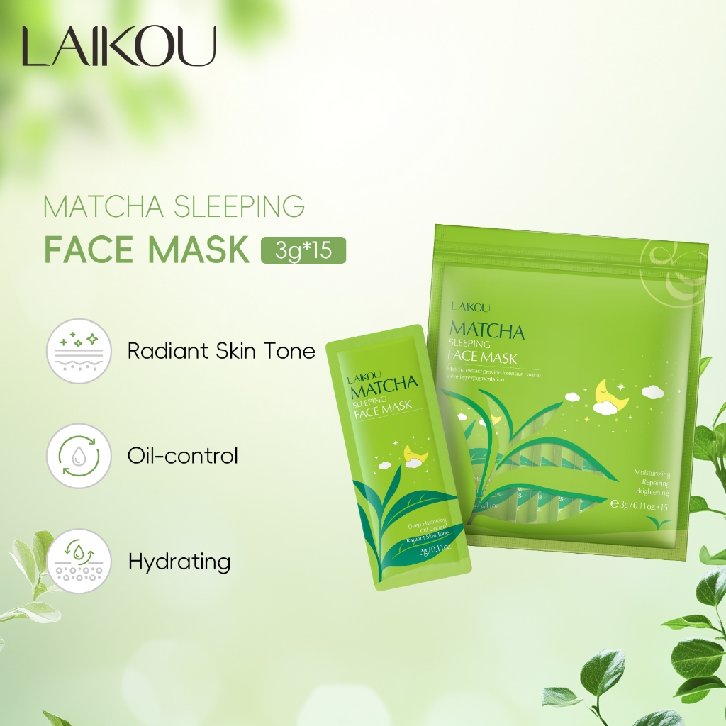 Ảnh Mặt nạ ngủ LAIKOU chiết xuất trà xanh cao cấp 3gx15 miếng 3