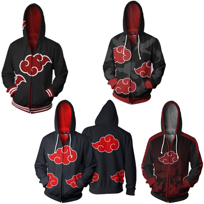 Naruto Dây Kéo Áo Khoác Akatsuki Áo Len In Kỹ Thuật Số Áo Khoác Ngoài