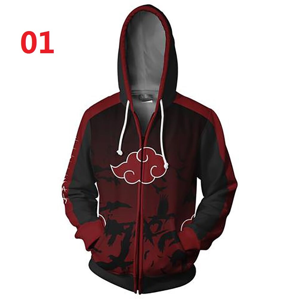 Naruto Dây Kéo Áo Khoác Akatsuki Áo Len In Kỹ Thuật Số Áo Khoác Ngoài