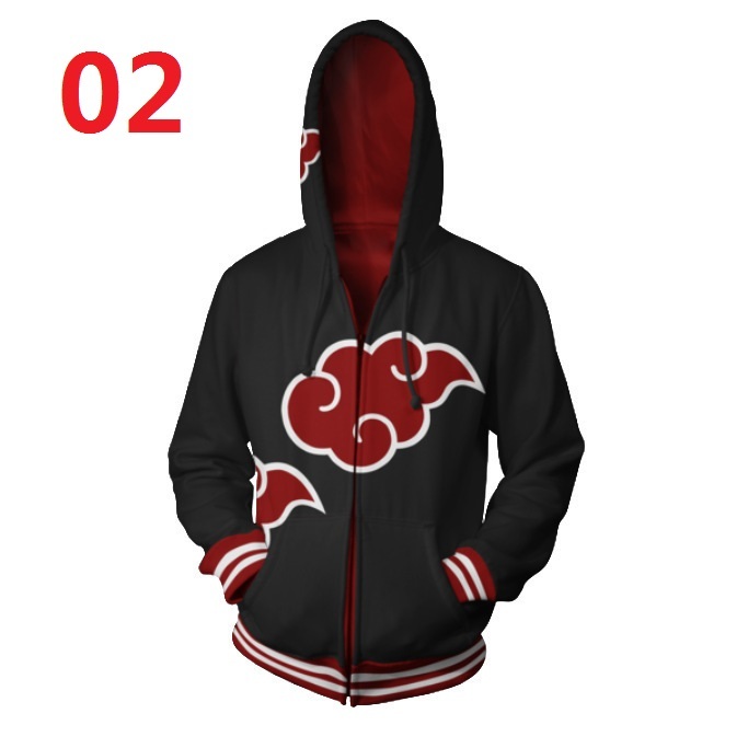 Naruto Dây Kéo Áo Khoác Akatsuki Áo Len In Kỹ Thuật Số Áo Khoác Ngoài