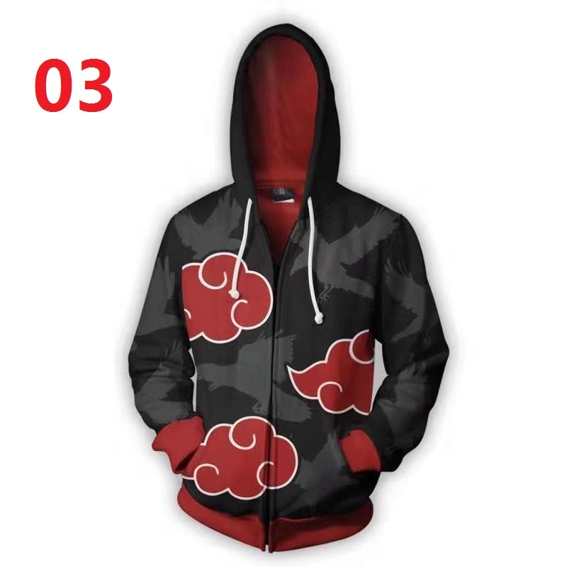 Naruto Dây Kéo Áo Khoác Akatsuki Áo Len In Kỹ Thuật Số Áo Khoác Ngoài