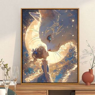 Mozi ✨40 * 50cm / 30 * 40cm Mèo Cô Gái Tự Làm Kỹ Thuật Số Tranh Sơn Tay Tranh Làm Đầy Tranh Acrylic Tranh Sơn Dầu