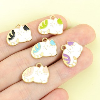 10 Chiếc Dễ Thương Lười Mèo Con Tạo Kiểu Men Quyến Rũ - 5 Kiểu Hoạt Hình Mèo Thiết Kế Nhỏ Giọt Dầu Hợp Kim Mặt Dây Chuyền Cho Vòng Cổ DIY Vòng Tay Bông Tai Móc Khóa - Phụ Kiện Thời Trang Cho Những Người Yêu Mèo Con