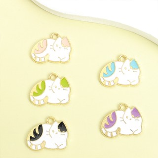 10 Chiếc Dễ Thương Lười Mèo Con Tạo Kiểu Men Quyến Rũ - 5 Kiểu Hoạt Hình Mèo Thiết Kế Nhỏ Giọt Dầu Hợp Kim Mặt Dây Chuyền Cho Vòng Cổ DIY Vòng Tay Bông Tai Móc Khóa - Phụ Kiện Thời Trang Cho Những Người Yêu Mèo Con