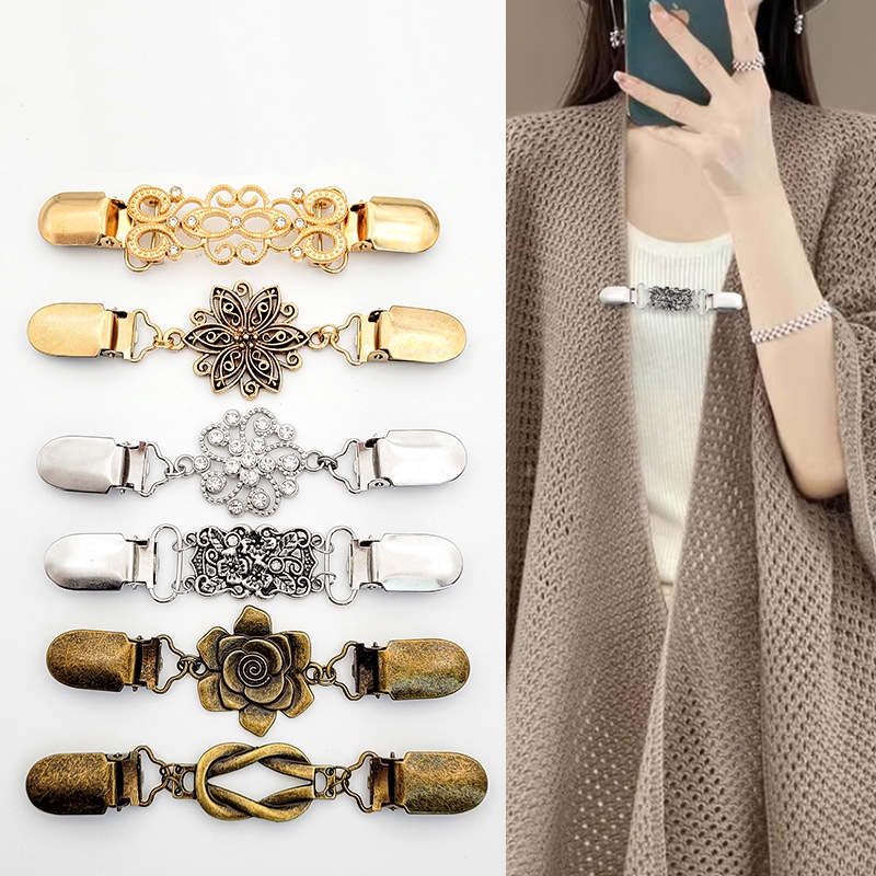 Yunyuan Khăn choàng cổ châu Âu-Mỹ, Trâm cài áo, Kẹp mỏ vịt, Phụ kiện hợp kim, Chống lộ, Cố định khăn quàng