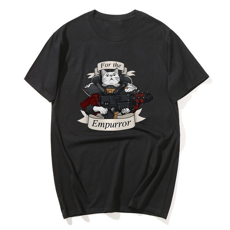 Dành Cho Mèo Empurrror Áo Thun Nam Ngộ nghĩnh Tay Ngắn Tee W-Warhammer 40k Vintage Áo Thun Cotton Cổ Tròn Dạo Phố Size S-XXL