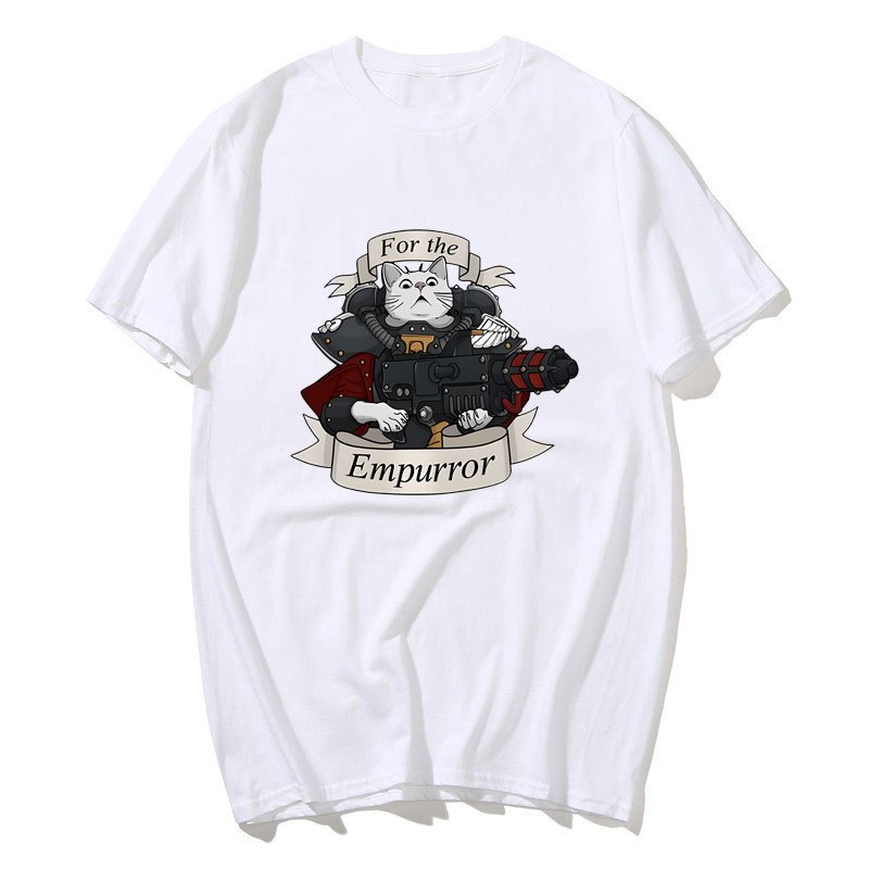 Dành Cho Mèo Empurrror Áo Thun Nam Ngộ nghĩnh Tay Ngắn Tee W-Warhammer 40k Vintage Áo Thun Cotton Cổ Tròn Dạo Phố Size S-XXL