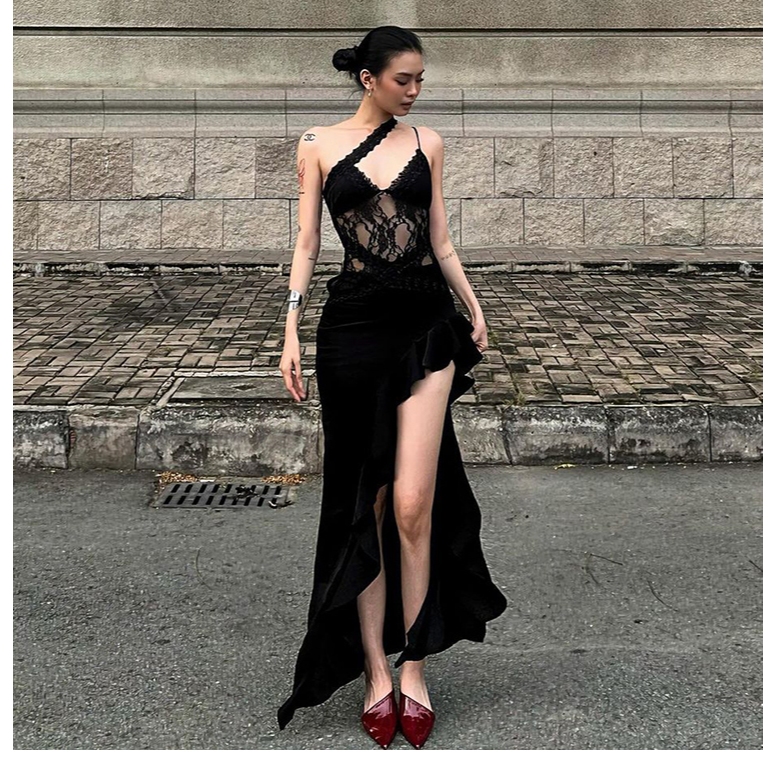 Klalien Đầm Quấn Hông Không Tay Dây Hình Thanh Lịch Eo Gợi Cảm Vintage Thiết Kế Cao Cấp 2025 Thời Trang Phụ Nữ Mới