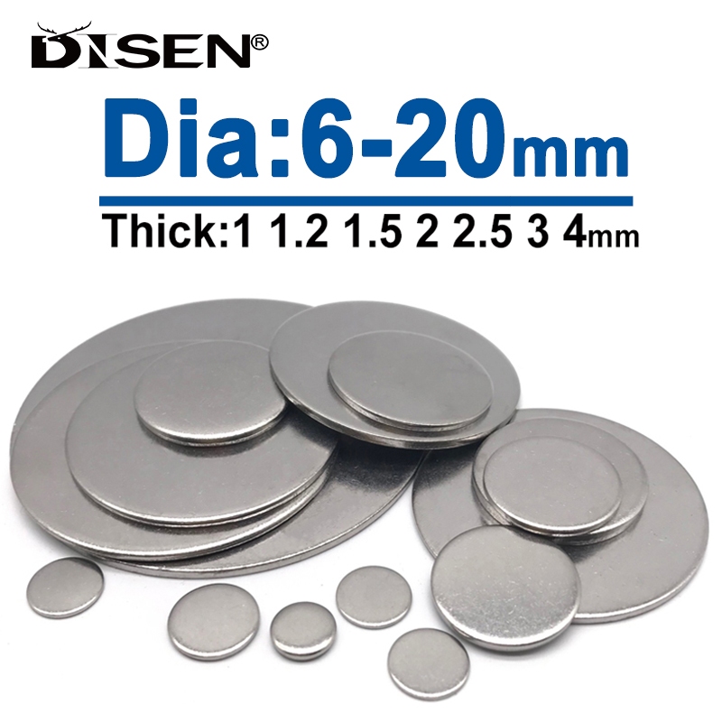 Đĩa tròn bằng thép không gỉ 304 Đĩa tròn bằng thép không gỉ 304 Đĩa tròn kín ống cắm tấm dày 1 / 1.2 / 1.5 / 2 / 2.5 / 3 / 4mm Đường kính 6mm - 20mm