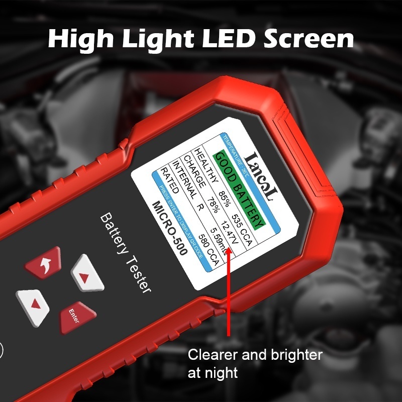 Lancol Micro 500 12 / 24V Xe Moto Pin Thử 40 Đến 3000CCA Cranking Sạc Xe Máy Dung Lượng Pin Dụng Cụ Phân Tích
