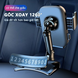 Giá đỡ điện thoại ô tô xoay 360 độ SEAMETAL, kẹp điện thoại, giá đỡ biển số
