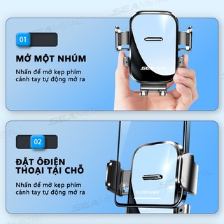 Giá đỡ điện thoại ô tô xoay 360 độ SEAMETAL, kẹp điện thoại, giá đỡ biển số