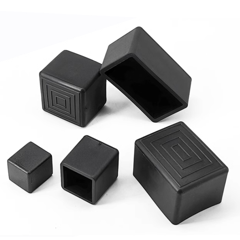 4 Đen Vuông PVC Bàn Ghế Chân Đầu Mũ Bảo Vệ Sàn Chống Trơn Trượt Sàn Cao Su Miếng Lót Chân 10x10mm ~ 45x75mm
