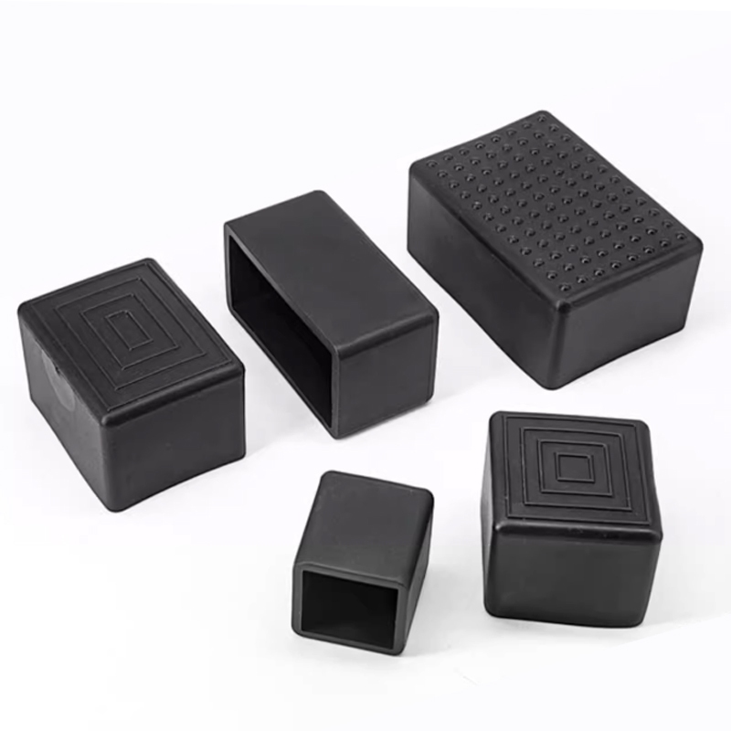 4 Đen Vuông PVC Bàn Ghế Chân Đầu Mũ Bảo Vệ Sàn Chống Trơn Trượt Sàn Cao Su Miếng Lót Chân 10x10mm ~ 45x75mm