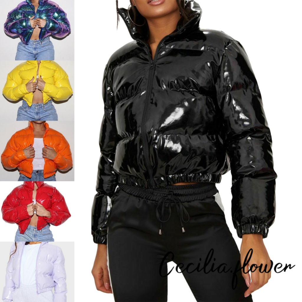 Áo Khoác Phao Nữ Dài Tay Cổ Đứng Quilted Puffer Form Rộng Ấm Áp Mùa Đông Áo Khoác Bông Đệm Bông Sang Trọng​