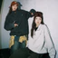 Tianlesiwei Mỹ nam nữ dáng rộng thể thao giản dị áo hoodie mùa thu đơn giản thêu cổ nửa dây kéo áo hoodie