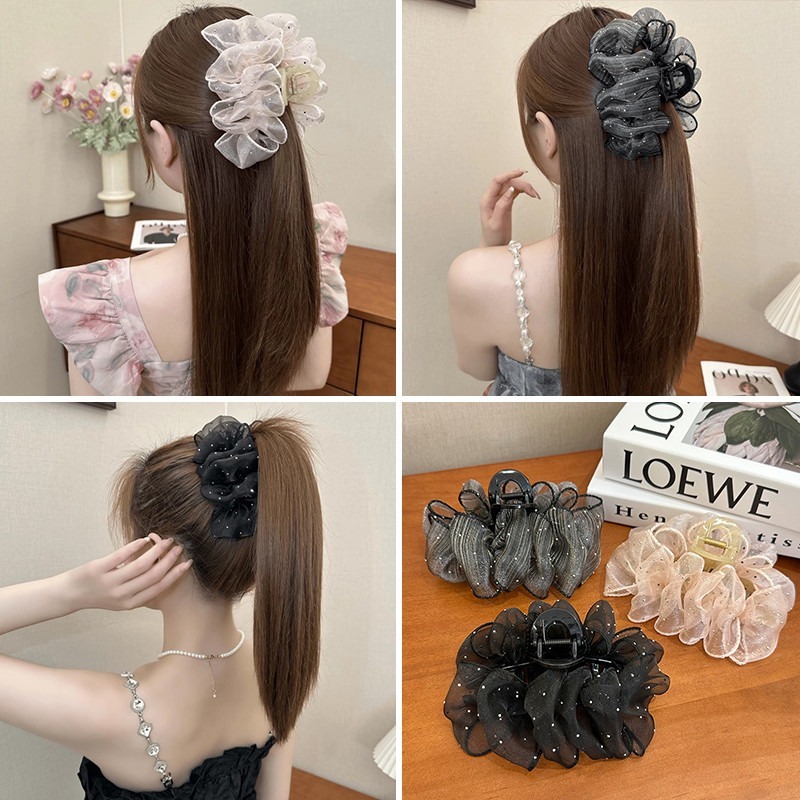 Kẹp tóc lưới thời trang Hàn Quốc thiết kế thanh lịch, phù hợp làm phụ kiện mùa hè cho bé gái