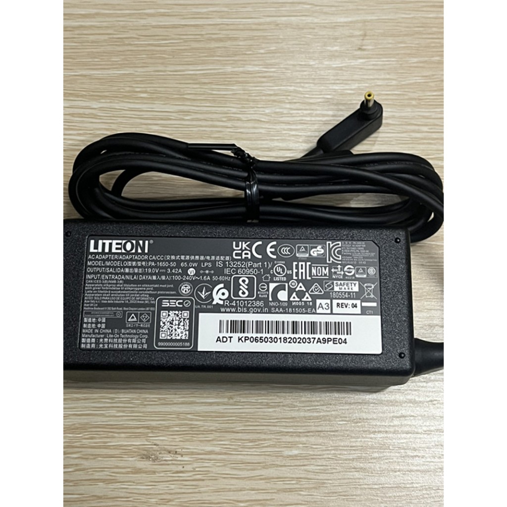 LITEON PA-1650-50 19V 3.42A 65W 3.0x1.0mm AC Adapter Sạc Cho ACER Laptop Nguồn Điện A18-065N3A