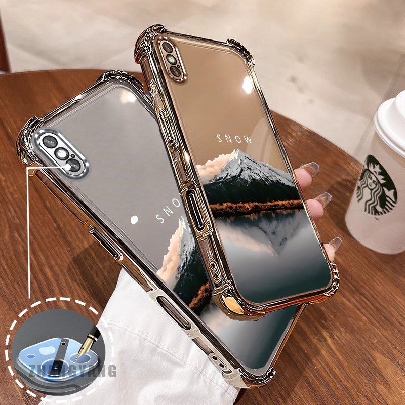 Ốp Lưng Cho iPhone X Xs Xr Xs Max Bốn Góc Chống Rơi Mạ Điện Ốp Lưng Điện Thoại Thẩm Mỹ Phản Quang Nước Phong Cảnh Họa Tiết TPU Mềm