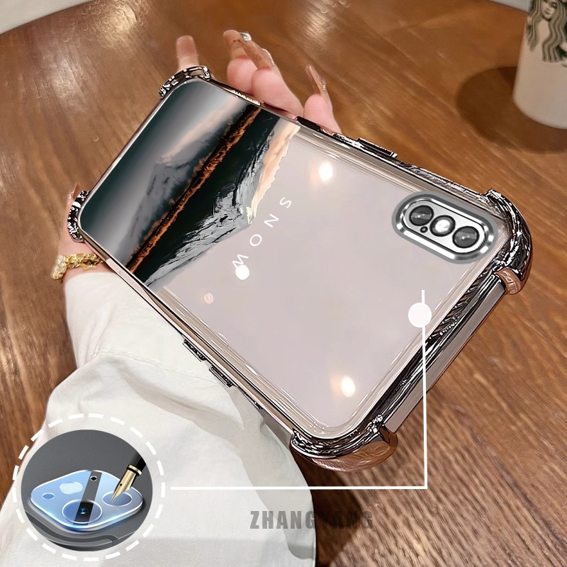 Ốp Lưng Cho iPhone X Xs Xr Xs Max Bốn Góc Chống Rơi Mạ Điện Ốp Lưng Điện Thoại Thẩm Mỹ Phản Quang Nước Phong Cảnh Họa Tiết TPU Mềm