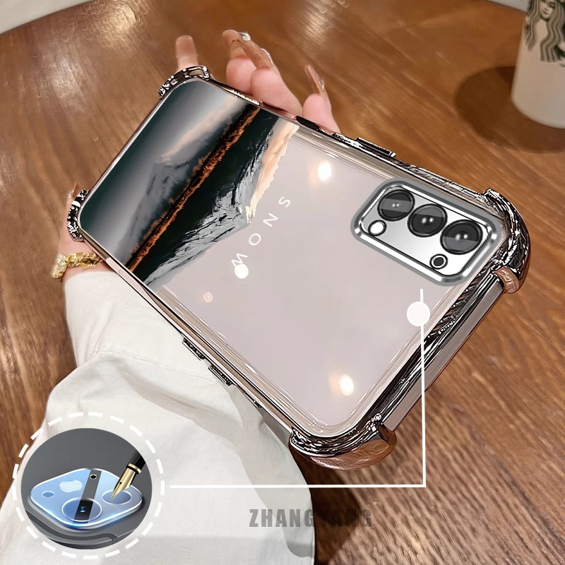 Ốp Lưng Cho OPPO Reno 5 Reno 5k Bốn Góc Chống Rơi Mạ Điện Ốp Lưng Điện Thoại Thẩm Mỹ Phản Quang Nước Phong Cảnh Họa Tiết TPU Mềm