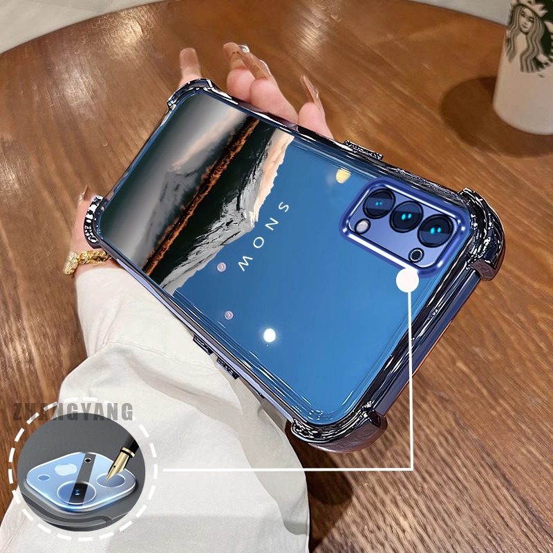 Ốp Lưng Cho OPPO Reno 5 Reno 5k Bốn Góc Chống Rơi Mạ Điện Ốp Lưng Điện Thoại Thẩm Mỹ Phản Quang Nước Phong Cảnh Họa Tiết TPU Mềm