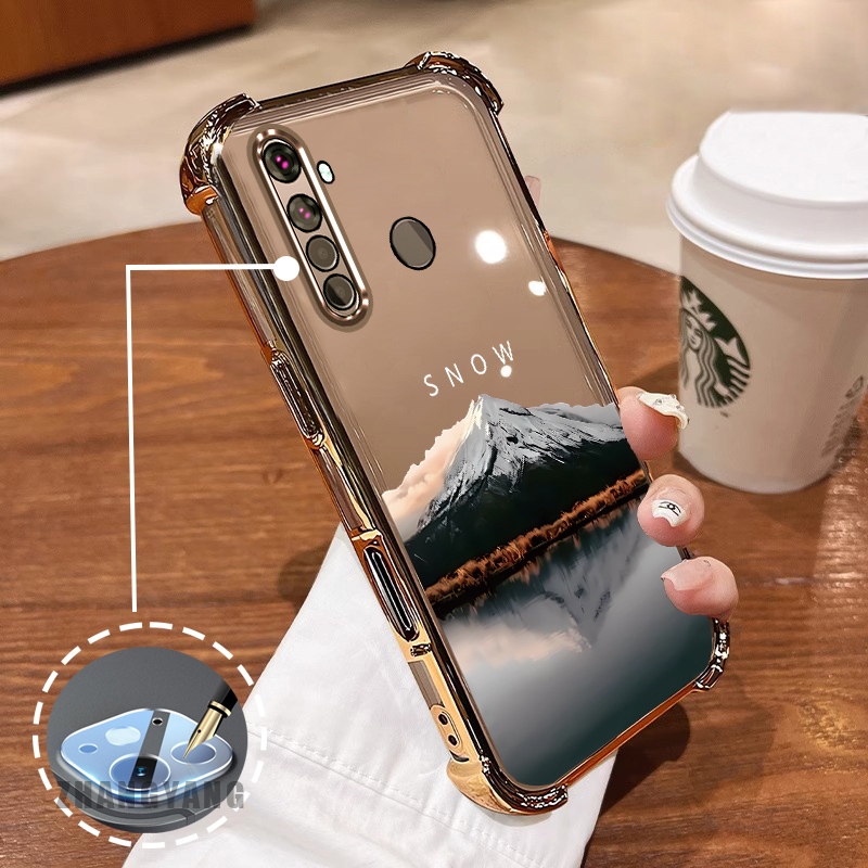 Ốp Lưng Cho Realme 5 5i 5s 6i c3 Ốp Điện Thoại Mạ Điện Bốn Góc Phản Quang Nước Thẩm Mỹ Họa Tiết Phong Cảnh TPU Mềm