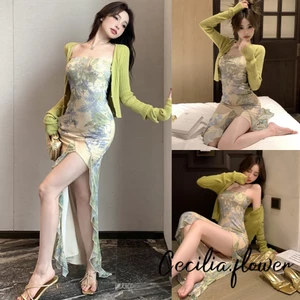 Đầm Body Quấn Ngực Hở Lưng Sexy - Đầm Cocktail Dự Tiệc, In Hoa Ren, Phong Cách Y2K Ulzzang Hot Trend, Mặc Mùa Hè​
