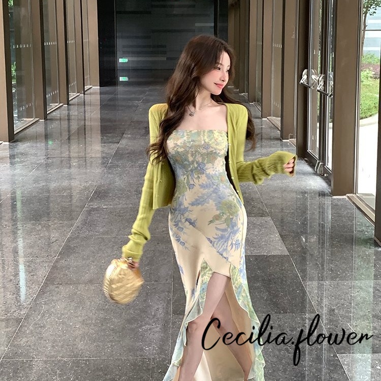 Đầm Body Quấn Ngực Hở Lưng Sexy - Đầm Cocktail Dự Tiệc, In Hoa Ren, Phong Cách Y2K Ulzzang Hot Trend, Mặc Mùa Hè​