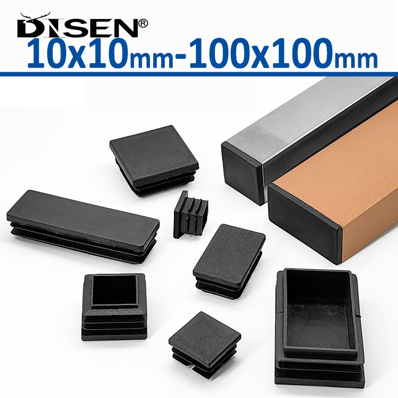Đen Vuông Nhựa Chèn Phích Cắm Hình Chữ Nhật / Vuông Chống Bụi Đầu Trống Nắp Ống Lắp Ống Cắm Bung Phụ Kiện Nội Thất 10x10mm ~ 60x100mm