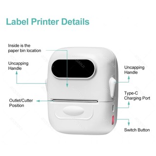 Marklife P50 Mini Máy in nhãn nhiệt di động, kết nối Bluetooth không dây, in nhãn dán bỏ túi