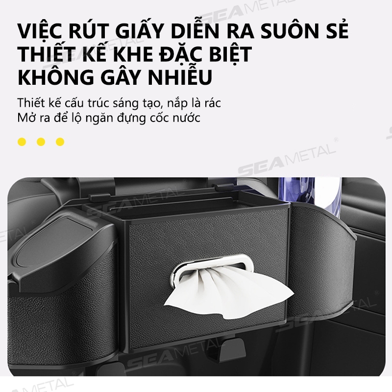 7 Trong 1 Hộp Đựng Đồ Treo Ghế Ô Tô SEAMETAL Da PU Có Khay Để Cốc,Giá Để Điện Thoại,Móc Treo Đồ