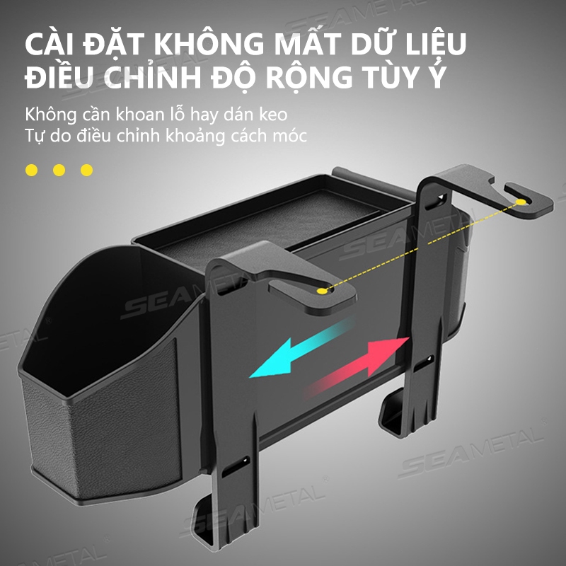 7 Trong 1 Hộp Đựng Đồ Treo Ghế Ô Tô SEAMETAL Da PU Có Khay Để Cốc,Giá Để Điện Thoại,Móc Treo Đồ