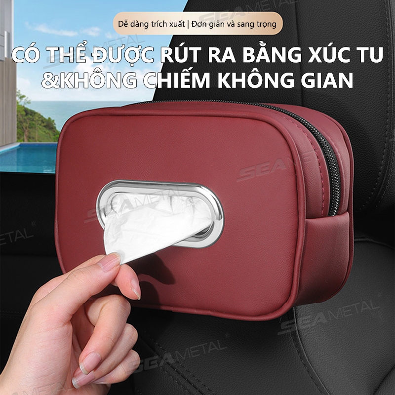 Hộp đựng khăn giấy ô tô SEAMETAL Khăn giấy nội thất ô tô Khăn giấy tổ chức Trang trí Phụ kiện ô tô