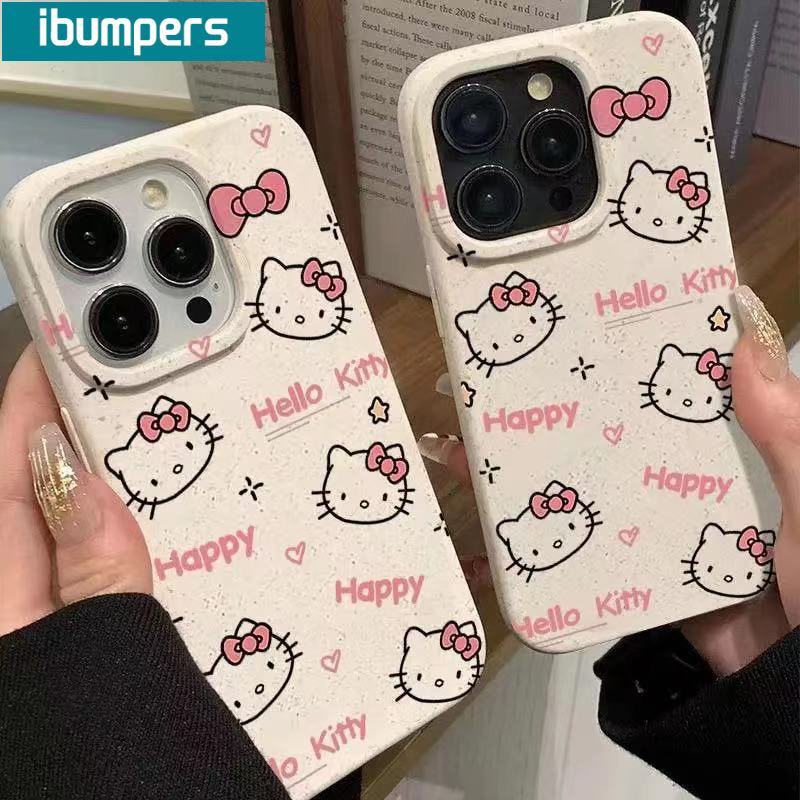 ibumpers Ốp Lưng iPhone Dễ Thương Hello Kitty Màu Trắng Ốp Điện Thoại Dày Dặn Silicon Mềm Chống Sốc Chống Bẩn Cho Iphone 16 15 14 12 13 11 Pro Max IP 7 8 Plus X XS XR