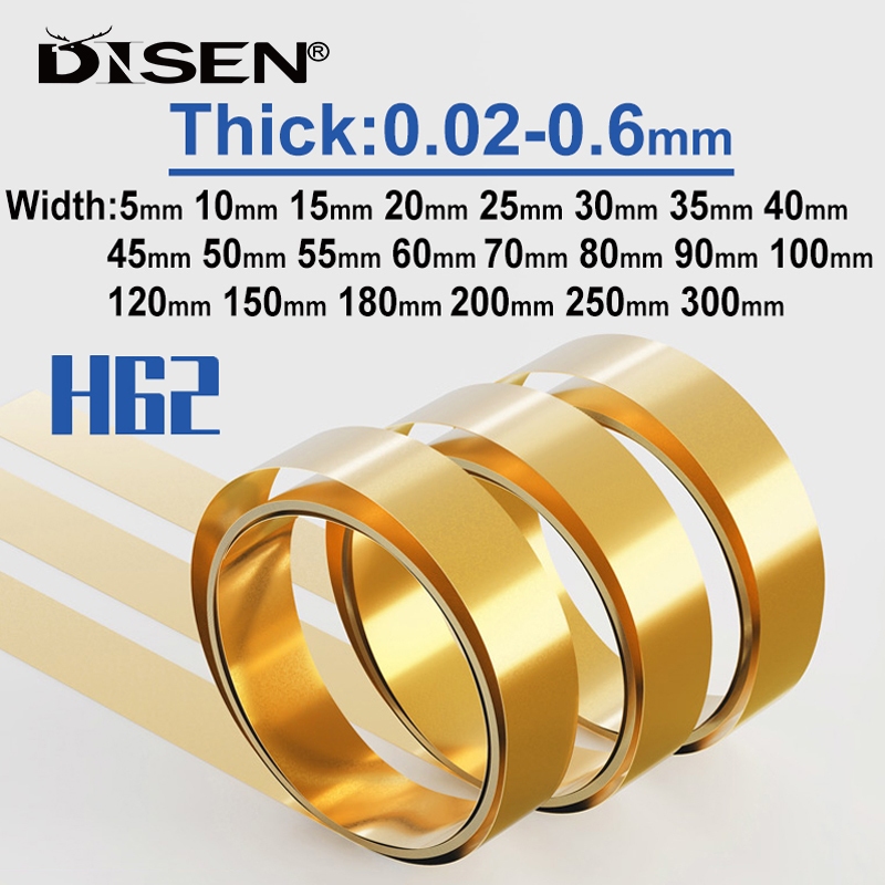 1meter Dày 0,02-0,6mm Dải đồng thau Tấm đồng thau FlatBrass Kim loại Tấm mỏng Tấm lá rộng 5-300 mm