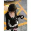【Hàng giao ngay】Bộ đồ nữ mùa thu phiên bản Hàn Quốc Áo khoác dài tay cổ chữ V lông đen + Áo yếm ren (Mua riêng)
