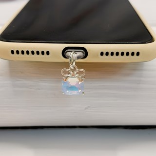 Điện Thoại Di Động Trang Trí Chống Bụi Cắm Hợp Kim DIY Đá Trong Suốt Sapphire Nơ Quyến Rũ Lỗ Điện Thoại Di Động Chống Bụi Cắm