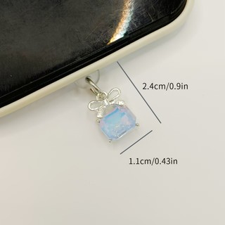 Điện Thoại Di Động Trang Trí Chống Bụi Cắm Hợp Kim DIY Đá Trong Suốt Sapphire Nơ Quyến Rũ Lỗ Điện Thoại Di Động Chống Bụi Cắm