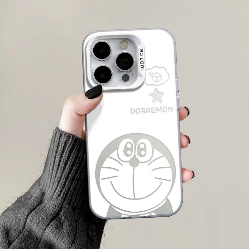 ibumpers Ốp lưng Iphone Cute Doraemon in hình Ốp điện thoại Trắng IMD trơn cứng chống sốc chống bẩn cho Iphone 15 14 12 13 11 Pro Max IP 7 8 Plus Iphon X XS XR Xs Max