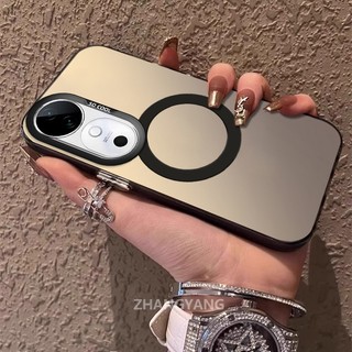 Ốp Lưng Cho VIVO V40 V40 Pro Chất Liệu Silicon Mờ TPU Vỏ Điện Thoại Thẩm Mỹ Thiết Kế Mới Của Vòng Hút Từ Tính Cho Điện Thoại Di Động