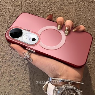 Ốp Lưng Cho VIVO V40 V40 Pro Chất Liệu Silicon Mờ TPU Vỏ Điện Thoại Thẩm Mỹ Thiết Kế Mới Của Vòng Hút Từ Tính Cho Điện Thoại Di Động