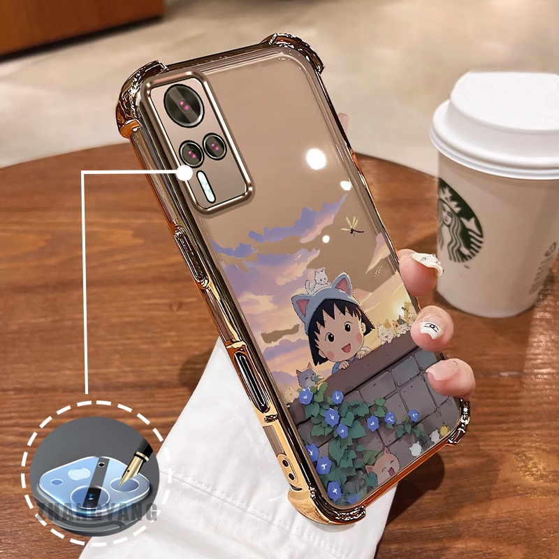 Ốp Lưng Dành Cho vivo Y51 Y51A Y31 Y51s Y53s Ốp Điện Thoại Mạ Điện Bốn Góc Chống Rơi Thẩm Mỹ Hoạt Hình Phong Cảnh Nhân Vật Họa Tiết TPU Mềm