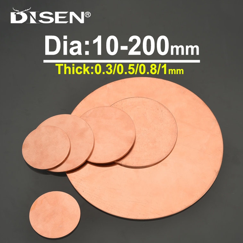 Đĩa đồng T2 Tấm tròn bằng đồng nguyên chất Độ dày tấm tròn 0,3mm - Đường kính 1mm 10-200mm