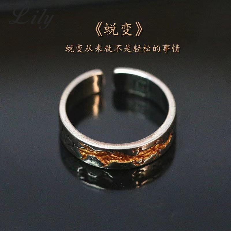 Retro S925 Bạc Cross Ring Nam Mở Có Thể Điều Chỉnh Chuyển Đổi Đen