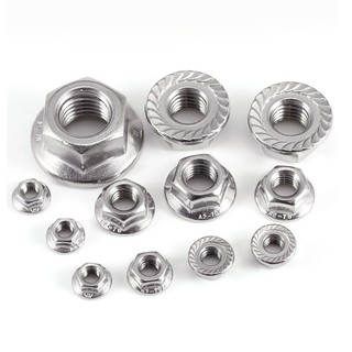 1 / 2 / 5 / 10 Cái M3 M4 M5 M6 M8 M10 M12 304 Mặt bích bằng thép không gỉ Đai ốc lục giác chống lỏng lẻo có miếng đệm Nắp vít khóa chống trượt